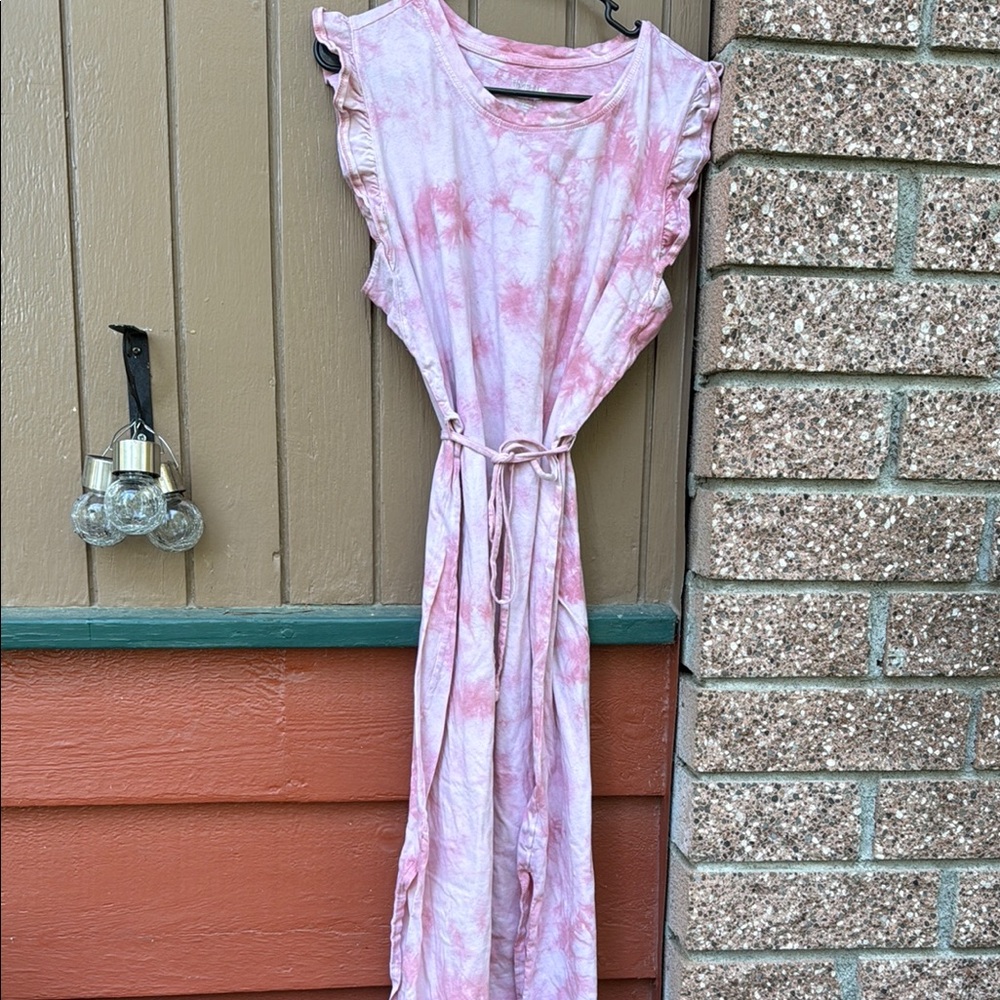 Time and Tru Pink Tie-Dye Summer Dress